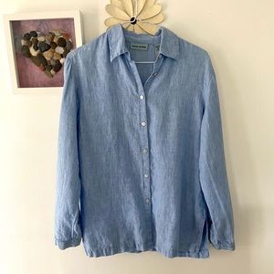 Marsh Landing Women’s Linen Button Down Top Size Small